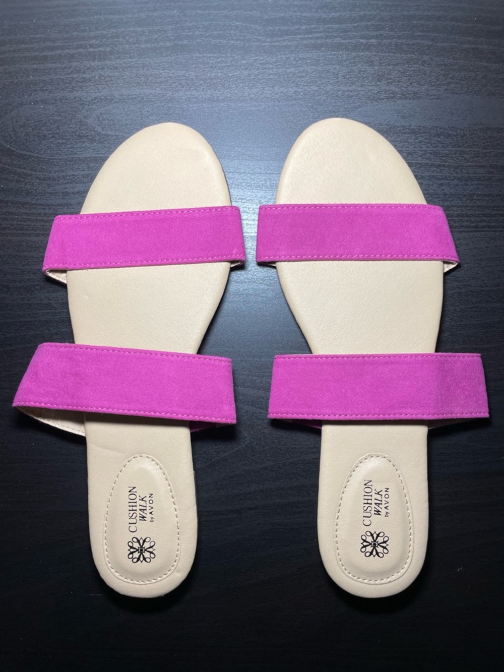 Avon Pink Double-Strap‎ Slide Sandals